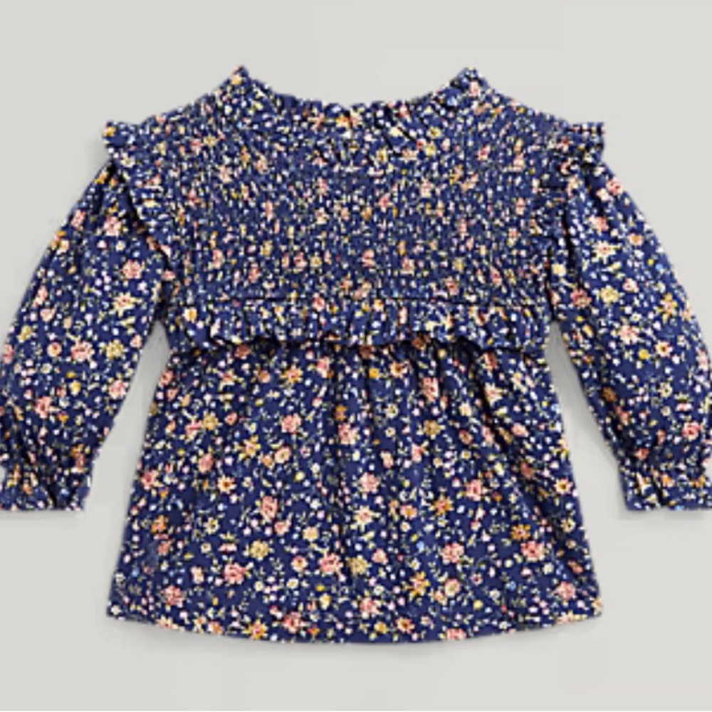 Ralph Lauren Floral Smocked Cotton Jersey Kids Top